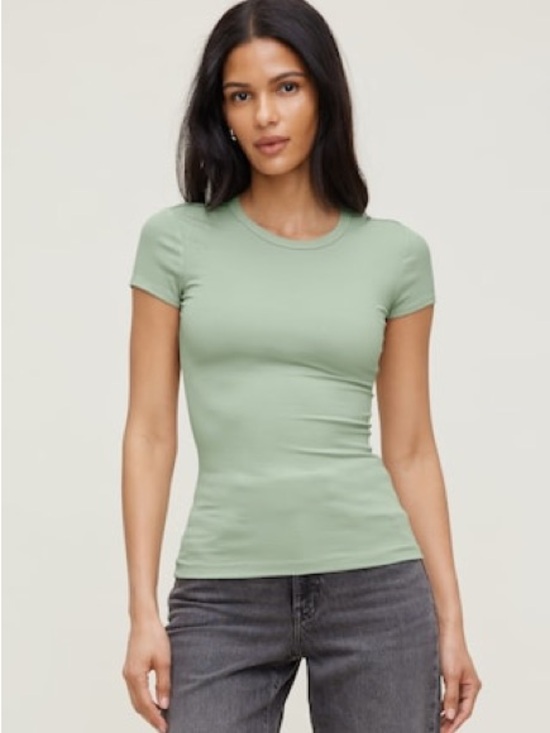 Dynamite Tops - Dynamite Slim Crewneck Tee in Sage